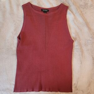 White House Black Market Red Ribbed Fitted Sleeveless Tank Top